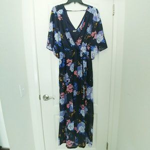 Bailey Blue Open Back Gaucho Floral Jumpsu…